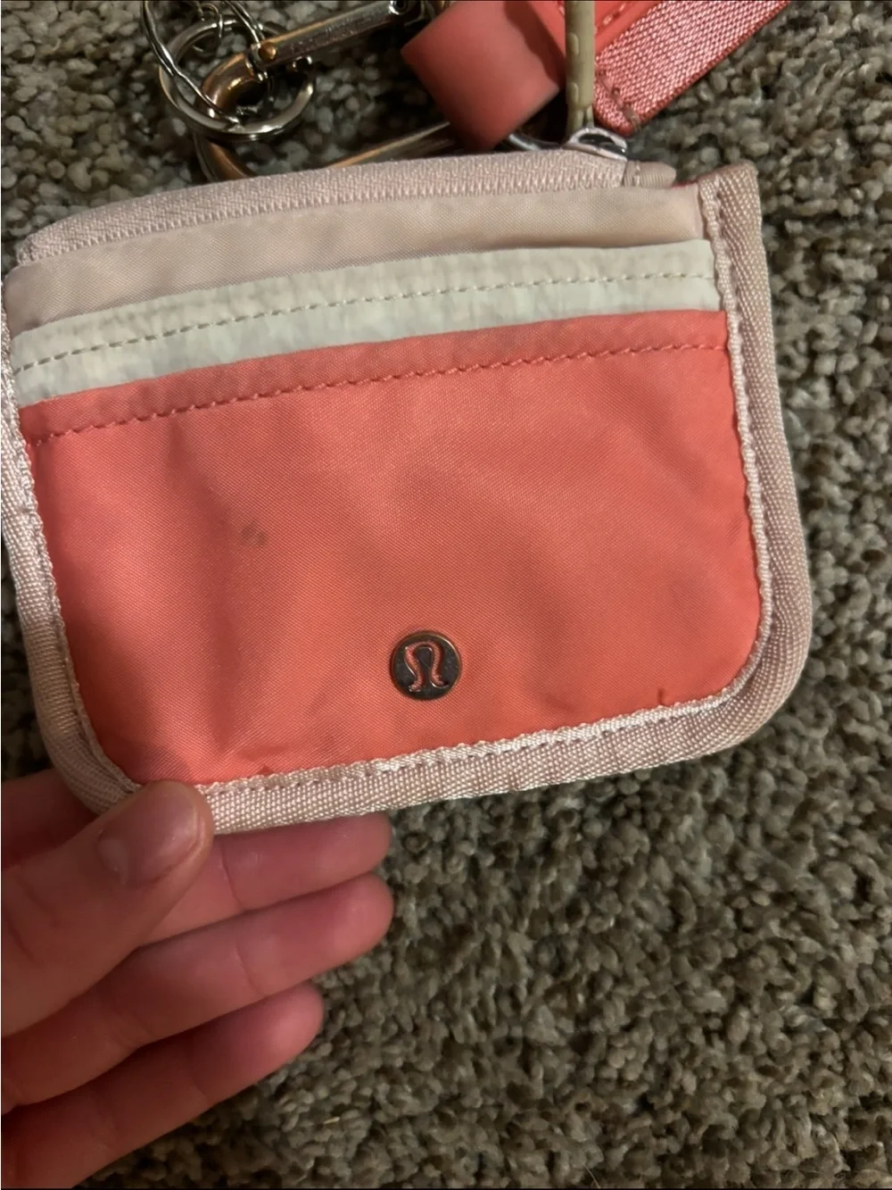 lululemon athletica Coral Red Wristlet Strap with Card Pouch